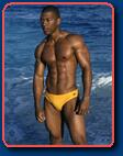black bodybuilder swimwear model abs