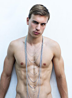 male model milos tanasic shirtless necklace