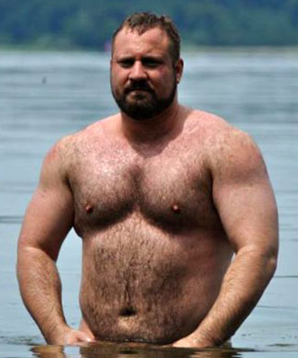 muscle bear bodybuilder swimming